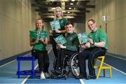 3 April 2019; Paralympics Ireland launched the new strategic plan for Irish Paralympic Sport at the Sport Ireland Federation; ‘Success Take More'. Pictured are swimmer Patrick Flanagan, centre, with, from left, middle-distance runner Greta Streimkyte, para-canoeist Pat O'Leary and sprinter Orla Comerford during the launch at the Sport Ireland Institute in Abbotstown, Co Dublin. Photo by Matt Browne/Sportsfile