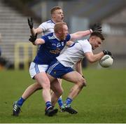 16 March 2019; Conor McCarthy of Monaghan in action against Cian Mackey of Cavan during the Allianz Football League Division 1 Round 6 match between Monaghan and Cavan at St Tiernach's Park in Clones, Monaghan. Photo by Oliver McVeigh/Sportsfile