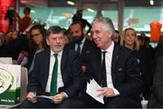 4 April 2019; Chairman of the UEFA Youth and Amateur Football Committee John Delaney, right, and FAI President Donal Conway during the 2019 UEFA European Under-17 Championship Finals Draw at the Aviva Stadium in Dublin. Photo by Stephen McCarthy/Sportsfile