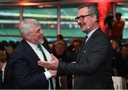 4 April 2019; UEFA Head of National Team Competitions Lance Kelly, right, and FAI Vice President Noel Fitzroy during the 2019 UEFA European Under-17 Championship Finals Draw at the Aviva Stadium in Dublin. Photo by Stephen McCarthy/Sportsfile