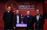 4 April 2019; Group B coaches, from left, Netherlands manager Patrick Rebergen, France head coach Jean-Claude Giuntini, England head coach Steve Cooper and Sweden head coach Christofer Augustsson following the 2019 UEFA European Under-17 Championship Finals Draw at the Aviva Stadium in Dublin. Photo by Stephen McCarthy/Sportsfile