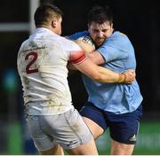 4 April 2019; Emmet Burns of UCD is tackled by Dan Sheehan of Trinity during the Annual Men's Colours match between UCD and Trinity at the UCD Bowl in Belfield, Dublin. Photo by Matt Browne/Sportsfile