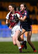 5 April 2019; Bríd Nic An Fhaíli of Coláiste Oiriall in action against Maria Farrelll of Moate C.S during the Lidl All-Ireland Post-Primary Schools Junior B Final match between Coláiste Oiriall and Moate Community School at Glennon Brothers Pearse Park in Longford. Photo by David Fitzgerald/Sportsfile