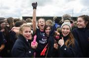 5 April 2019; Róisín Killian of Moate C.S celebrates with supporters following the Lidl All-Ireland Post-Primary Schools Junior B Final match between Coláiste Oiriall and Moate Community School at Glennon Brothers Pearse Park in Longford. Photo by David Fitzgerald/Sportsfile