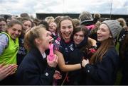 5 April 2019; Róisín Killian of Moate C.S celebrates with supporters following the Lidl All-Ireland Post-Primary Schools Junior B Final match between Coláiste Oiriall and Moate Community School at Glennon Brothers Pearse Park in Longford. Photo by David Fitzgerald/Sportsfile