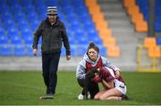 5 April 2019; Hollie Nic Uaid of Coláiste Oiriall is consoled following the Lidl All-Ireland Post-Primary Schools Junior B Final match between Coláiste Oiriall and Moate Community School at Glennon Brothers Pearse Park in Longford. Photo by David Fitzgerald/Sportsfile