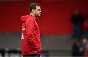 5 April 2019; Munster head coach Johann van Graan ahead of the Guinness PRO14 Round 19 match between Munster and Cardiff Blues at Irish Independent Park in Cork. Photo by Ramsey Cardy/Sportsfile