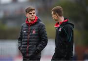 5 April 2019; Seán Gannon, left, and Daniel Kelly of Dundalk prior to the SSE Airtricity League Premier Division match between St Patrick's Athletic and Dundalk at Richmond Park in Dublin. Photo by Seb Daly/Sportsfile