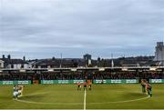 5 April 2019; Cork City and Shamrock Rovers players during a minute’s applause in tribute to the late broadcaster Pat McAuliffe prior to the SSE Airtricity League Premier Division match between Cork City and Shamrock Rovers at Turners Cross in Cork. Photo by Stephen McCarthy/Sportsfile