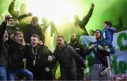5 April 2019; Shamrock Rovers supporters celebrate their first goal during the SSE Airtricity League Premier Division match between Cork City and Shamrock Rovers at Turners Cross in Cork. Photo by Stephen McCarthy/Sportsfile