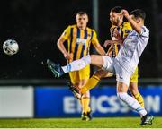 5 April 2019; Josh Collins of UCD in action against Shane Duggan of Waterford during the SSE Airtricity League Premier Division match between UCD and Waterford at The UCD Bowl in Belfield, Dublin. Photo by Ben McShane/Sportsfile