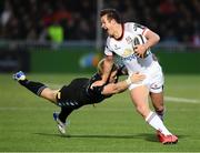 5 April 2019; Billy Burns of Ulster is tackled by Kyle Steyn of Glasgow Warriors during the Guinness PRO14 Round 19 match between Glasgow Warriors and Ulster at Scotstoun Stadium in Glasgow, Scotland. Photo by Ross Parker/Sportsfile