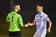 5 April 2019; Liam Scales, right, and Conor Kearns of UCD celebrate following the SSE Airtricity League Premier Division match between UCD and Waterford at The UCD Bowl in Belfield, Dublin. Photo by Ben McShane/Sportsfile