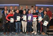 06 April 2019; The Mayo recipients including Anthony Friel, Kieran Cawley, John Clancey, Padraic Kilboyle, Jim Toohig, Sean O'Hora, Cormack Mc Carthy, Saul McCarthy, Dean McGarry, Aaron Dee, Stephen Grealis, Diarmaid Griffith, Fiona Collins, Michael Daly – Administrator, are photographed with Uachtaráin Cumann Lúthchleas Gael John Horan, Willie Barrett, left, Chairman National Referee Development Committee, and Vincent Neary, right, Chairman Referee Instructor Workgroup, at the presentation of certificates to new referees at Croke Park in Dublin. Photo by Ray McManus/Sportsfile