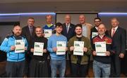 06 April 2019; The Dublin recipients Alex Murphy, Bro Stephen Shields, Ryan O'Connor, Philip Bourke, Mark O’Shea, Stephen O'Gara, Mark Hanley, Noel O’Donoghue – Administrator are photographed with Uachtaráin Cumann Lúthchleas Gael John Horan, Willie Barrett, left, Chairman National Referee Development Committee, and Vincent Neary, right, Chairman Referee Instructor Workgroup, at the presentation of certificates to new referees at Croke Park in Dublin. Photo by Ray McManus/Sportsfile