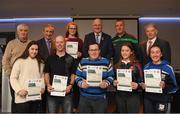 06 April 2019; The Galway recipients including Shane Glynn, Fran Kearns, Mary Feeney, Éilís Ní Shé, Aobh Ní Dhubhghaill, Paul Concannon, Síofra Ní Mhárta, Alan Kelly, Michael Nee – Administrator are photographed with Uachtaráin Cumann Lúthchleas Gael John Horan, Willie Barrett, left, Chairman National Referee Development Committee, and Vincent Neary, right, Chairman Referee Instructor Workgroup, at the presentation of certificates to new referees at Croke Park in Dublin. Photo by Ray McManus/Sportsfile