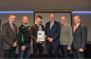 06 April 2019; The Fermanagh recipients Cormac McHugh, Gerry McLaughlin, Dermot Love – administrator are photographed with Uachtaráin Cumann Lúthchleas Gael John Horan, Willie Barrett, left, Chairman National Referee Development Committee, and Vincent Neary, right, Chairman Referee Instructor Workgroup, at the presentation of certificates to new referees at Croke Park in Dublin. Photo by Ray McManus/Sportsfile