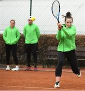 6 April 2019; Jane Fennelly of Team Ireland during the Irish Ladies Fed Cup Team Open Training Session at Naas Lawn Tennis Club in Naas, Co. Kildare ahead of the Montenegro Challenge. Photo by David Fitzgerald/Sportsfile