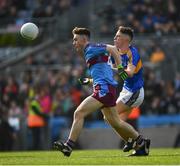 6 April 2019; Conor Love of St Michaels College in action against Jack Hamill of of Naas CBS during the Masita GAA Post Primary Schools Hogan Cup Senior A Football match between Naas CBS and St Michaels College Enniskillen at Croke Park in Dublin. Photo by Ray McManus/Sportsfile