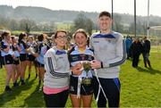 6 April 2019; Cashel Community School captain Leah Baskin lifts the cup along with selector Nichola Gilmore and manager Richie Ryan after the Lidl All Ireland Post Primary School Junior C Final match between Cashel Community School and FCJ Bunclody at St Molleran’s in Carrickbeg, Co. Waterford. Photo by Diarmuid Greene/Sportsfile