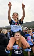 6 April 2019; Cashel Community School players Abbie Gilmartin, top, and Mackenzie Thompson celebrate after the Lidl All Ireland Post Primary School Junior C Final match between Cashel Community School and FCJ Bunclody at St Molleran’s in Carrickbeg, Co. Waterford. Photo by Diarmuid Greene/Sportsfile