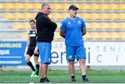 6 April 2019; Zebre head coach Michael Bradley and backs coach Alessandro Troncon during the warm-up prior to the Guinness Pro14 Round 19 game between Zebre Rugby Club and Connacht Rugby at Stadio Lanfranchi in Parma, Italy. Photo by Roberto Bregani/Sportsfile