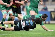 6 April 2019; Caolin Blade of Connacht is tackled by Tommaso Boni of Zebre during the Guinness PRO14 Round 19 game between Zebre Rugby Club and Connacht Rugby at Stadio Lanfranchi in Parma, Italy. Photo by Roberto Bregani/Sportsfile