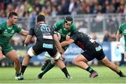 6 April 2019; Ultan Dillane of Connacht is tackled by James Brown, left, and Marco Ciccioli of Zebre during the Guinness Pro14 Round 19 game between Zebre Rugby Club and Connacht Rugby at Stadio Lanfranchi in Parma, Italy. Photo by Roberto Bregani/Sportsfile