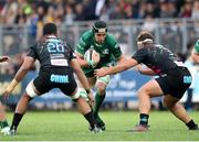 6 April 2019; Ultan Dillane of Connacht is tackled by James Brown, left, and Marco Ciccioli of Zebre during the Guinness Pro14 Round 19 game between Zebre Rugby Club and Connacht Rugby at Stadio Lanfranchi in Parma, Italy. Photo by Roberto Bregani/Sportsfile