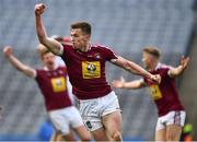 6 April 2019; Ger Egan of Westmeath celebrates scoring the only goal of the Allianz Football League Division 3 Final match between Laois and Westmeath at Croke Park in Dublin. Photo by Ray McManus/Sportsfile