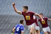 6 April 2019; Ger Egan of Westmeath celebrates scoring the only goal of the Allianz Football League Division 3 Final match between Laois and Westmeath at Croke Park in Dublin. Photo by Ray McManus/Sportsfile