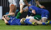 6 April 2019; Luke McGrath of Leinster reacts after failing to gather the ball just short of the try-line during the Guinness PRO14 Round 19 match between Leinster and Benetton at the RDS Arena in Dublin. Photo by David Fitzgerald/Sportsfile