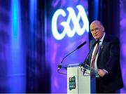 6 April 2019; Uachtarán Chumann Lúthchleas Gael John Horan speaking at the AIB GAA Club Player 2018/19 Awards at Croke Park in Dublin. Photo by Stephen McCarthy/Sportsfile