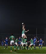 6 April 2019; Jack Dunne of Leinster competes a line-out against Sebastian Negri da Ollegio of Benetton during the Guinness PRO14 Round 19 match between Leinster and Benetton at the RDS Arena in Dublin. Photo by David Fitzgerald/Sportsfile