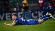 6 April 2019; Ciarán Frawley of Leinster scores his side's third try during the Guinness PRO14 Round 19 match between Leinster and Benetton at the RDS Arena in Dublin. Photo by Ramsey Cardy/Sportsfile