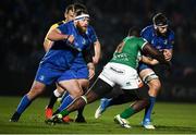 6 April 2019; Caelan Doris of Leinster is tackled by Derrick Appiah of Benetton during the Guinness PRO14 Round 19 match between Leinster and Benetton at the RDS Arena in Dublin. Photo by David Fitzgerald/Sportsfile