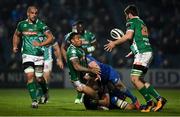 6 April 2019; Monty Ioane of Benetton is tackled by Fergus McFadden of Leinster during the Guinness PRO14 Round 19 match between Leinster and Benetton at the RDS Arena in Dublin. Photo by David Fitzgerald/Sportsfile