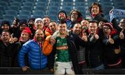 6 April 2019; Sebastian Negri da Ollegio of Benetton celebrates with the travelling fans following the Guinness PRO14 Round 19 match between Leinster and Benetton at the RDS Arena in Dublin. Photo by David Fitzgerald/Sportsfile