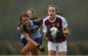 6 April 2019; Katie Breen-Sherlock of FCJ Bunclody in action against Katelyn Downey of Cashel Community School during the Lidl All Ireland Post Primary School Junior C Final match between Cashel Community School and FCJ Bunclody at St Molleran’s in Carrickbeg, Co. Waterford. Photo by Diarmuid Greene/Sportsfile