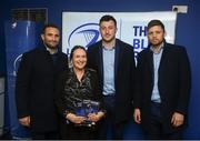6 April 2019; Leinster players, from left, Dave Kearney, Will Connors and Ross Byrne pose for pictures with supporters in the blue room at the Guinness PRO14 Round 19 match between Leinster and Benetton at the RDS Arena in Dublin. Photo by David Fitzgerald/Sportsfile