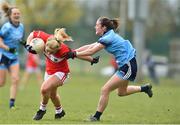 07 April 2019; Sadhbh O'Leary of Cork in action against Eabha Rutledge of Dublin during the Lidl Ladies NFL Round 7 between Cork and Dublin at Mallow in Co. Cork. Photo by Matt Browne/Sportsfile