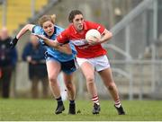 07 April 2019; Ciara O'Sullivan of Cork in action against Sinead Finnegan of Dublin during the Lidl Ladies NFL Round 7 match between Cork and Dublin at Mallow in Co. Cork. Photo by Matt Browne/Sportsfile