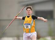 07 April 2019; Sean Cusack of Lake District Athletics, Co. Mayo, competing in the Men's Javelin (600g) during the AAI National Spring Throws at AIT in Athlone, Co Westmeath.  Photo by Harry Murphy/Sportsfile