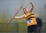07 April 2019; Katie Moynihan of Leevale A.C., Co. Cork, competing in the Women's Javelin (600g) during the AAI National Spring Throws at AIT in Athlone, Co Westmeath.  Photo by Harry Murphy/Sportsfile