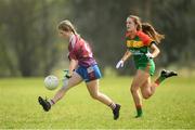 6 April 2019; Brenda Naughton of Coláiste Bhaile Chláir, Claregalway, during the Lidl All Ireland Post Primary School Junior A Final match between Coláiste Bhaile Chláir, Claregalway, Galway, and St Catherine’s, Armagh, at Philly McGuinness Memorial Park in Mohill in Co Leitrim. Photo by Stephen McCarthy/Sportsfile