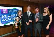 6 April 2019; AIB GAA Club Footballer of the Year Kieran Molloy of Corofin with parents Gerry and Eileen and partner Katie Burke at the AIB GAA Club Player 2018/19 Awards at Croke Park in Dublin. Photo by Stephen McCarthy/Sportsfile