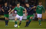 5 April 2019; Garry Buckley of Cork City and Aaron Greene of Shamrock Rovers during the SSE Airtricity League Premier Division match between Cork City and Shamrock Rovers at Turners Cross in Cork. Photo by Stephen McCarthy/Sportsfile