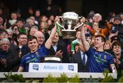 31 March 2019; Michael Plunkett, left, and Stephen Coen of Mayo lift the cup following the Allianz Football League Division 1 Final match between Kerry and Mayo at Croke Park in Dublin. Photo by Stephen McCarthy/Sportsfile