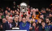 31 March 2019; James Carr of Mayo lifts the cup following the Allianz Football League Division 1 Final match between Kerry and Mayo at Croke Park in Dublin. Photo by Stephen McCarthy/Sportsfile