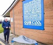 8 April 2019; Uachtarán Chumann Lúthchleas Gael John Horan at the unveiling of the new GAA manifesto in both Irish and English at St Colmcilles GAA Club in Bettystown, Co Meath. The manifesto is an affirmation of the GAA's mission, vision and values, and a celebration of all the people who make the Association what it is. The intention is for the manifesto to be proudly displayed across the GAA network and wherever Gaelic Games are played at home and abroad&quot;. It marks the start of a wider support message that celebrates belonging to the GAA, which is centered around the statement: ‘GAA – Where We All Belong’ / CLG – Tá Áit Duinn Uilig’. Photo by Stephen McCarthy/Sportsfile